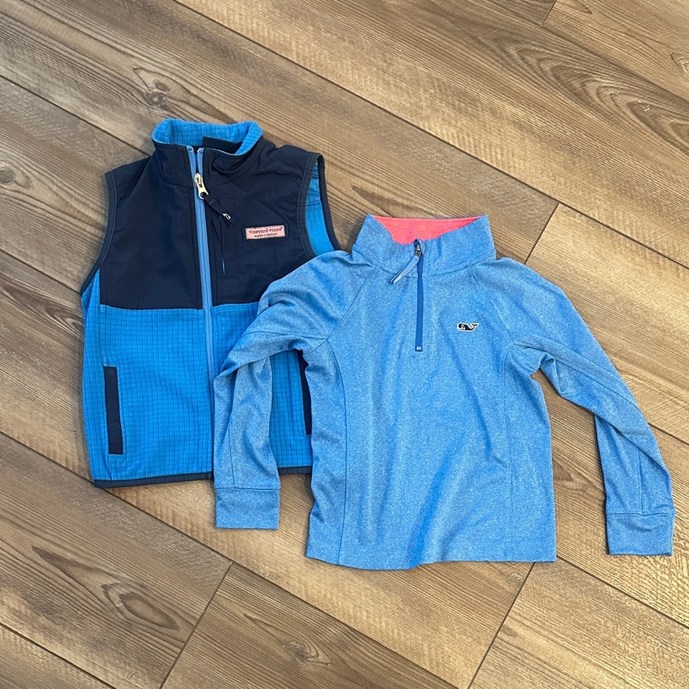Vineyard Vines Boys Blue Vest Jacket and Performance long sleeve / Size 3T